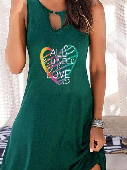 Heart Print Hollow Loose Sleeveless Dress - Mini Dresses - INS | Online Fashion Free Shipping Clothing, Dresses, Tops, Shoes - 10/06/2021 - Color_Black - Color_Blue