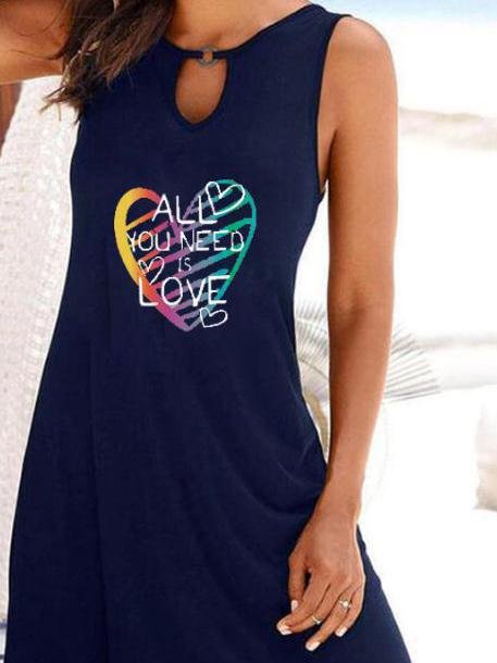Heart Print Hollow Loose Sleeveless Dress - Mini Dresses - INS | Online Fashion Free Shipping Clothing, Dresses, Tops, Shoes - 10/06/2021 - Color_Black - Color_Blue