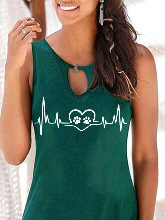 Heartbeat Print Round Neck Sleeveless Dress - Mini Dresses - INS | Online Fashion Free Shipping Clothing, Dresses, Tops, Shoes - 05/07/2021 - 10-20 - Category_Mini Dresses