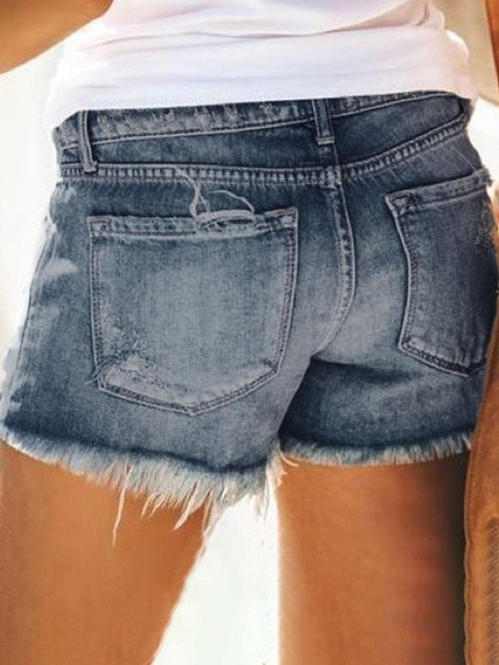High Waist Plus Size Ripped Denim Shorts - Shorts - INS | Online Fashion Free Shipping Clothing, Dresses, Tops, Shoes - 20-30 - 20/07/2021 - Bottoms