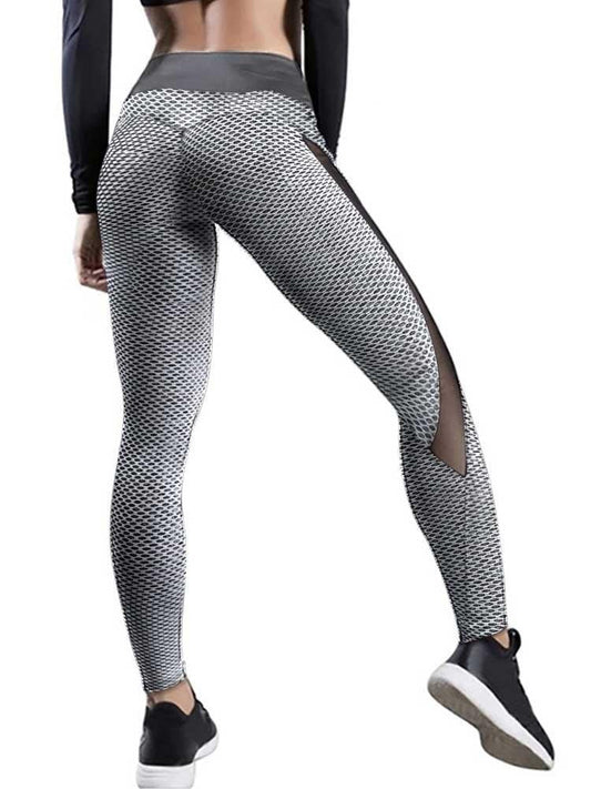High Waist Shark Scale Side Mesh Patchwork Yoga Slimming Leggings - Leggings - INS | Online Fashion Free Shipping Clothing, Dresses, Tops, Shoes - 19/04/2021 - Category_Leggings - Color_Gray