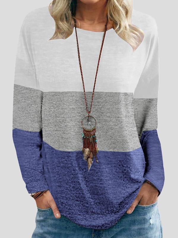 INS Women's Casual Round Neck Long Sleeve Three-Color T-Shirt - T-Shirts - INS | Online Fashion Free Shipping Clothing, Dresses, Tops, Shoes - 04/08/2021 - 20-30 - Category_T-Shirts