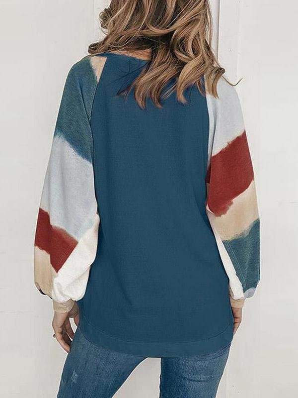 INS Women's Round Neck Watercolor Long Sleeve T-Shirts - T-Shirts - INS | Online Fashion Free Shipping Clothing, Dresses, Tops, Shoes - 20-30 - Category_T-Shirts - color-apricot