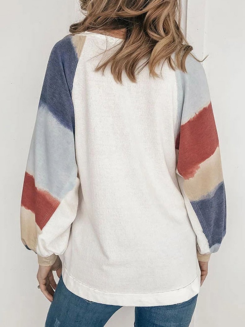 INS Women's Round Neck Watercolor Long Sleeve T-Shirts - T-Shirts - INS | Online Fashion Free Shipping Clothing, Dresses, Tops, Shoes - 20-30 - Category_T-Shirts - color-apricot
