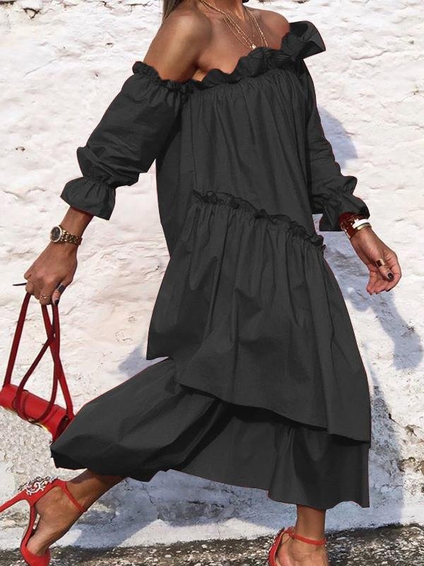 Irregular One-shoulder Dress - Midi Dresses - INS | Online Fashion Free Shipping Clothing, Dresses, Tops, Shoes - 17/06/2021 - 30-40 - color-black