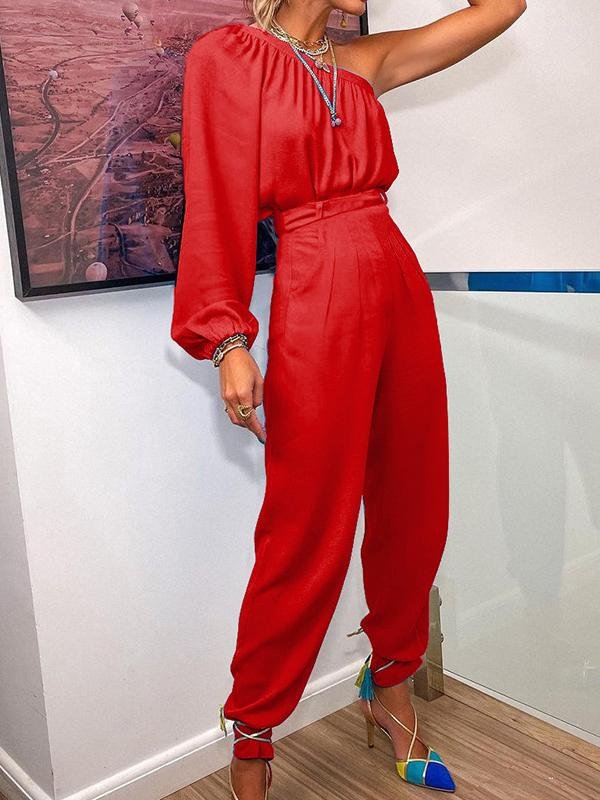 Irregular One-Shoulder Sleeve Top & Casual Pants Two-Piece Suit - Sets - INS | Online Fashion Free Shipping Clothing, Dresses, Tops, Shoes - 30-40 - 30/06/2021 - Bottom