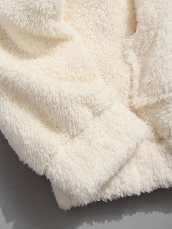 Kangaroo Pocket Plain Oversized Faux Fur Hoodie - INS | Online Fashion Free Shipping Clothing, Dresses, Tops, Shoes