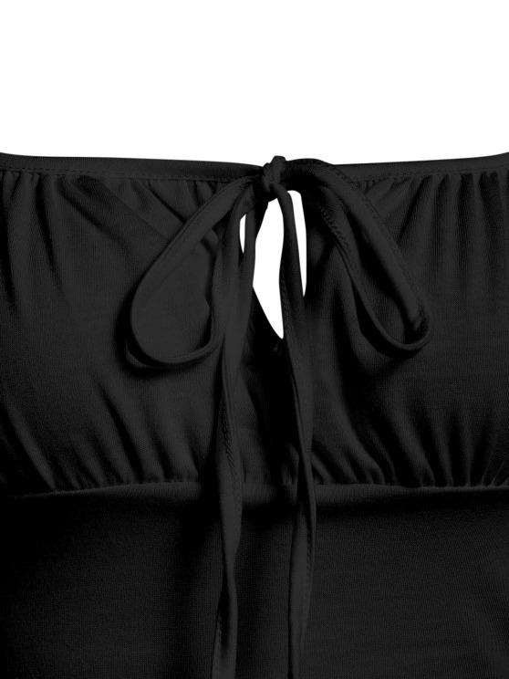 Keyhole Ruched Bust Crop T Shirt - T-shirts - INS | Online Fashion Free Shipping Clothing, Dresses, Tops, Shoes - 02/18/2021 - Black - Color_Black