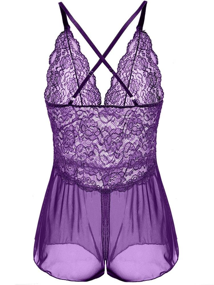 Lace Open Sling Bodysuit Lingeries - Lingeries - INS | Online Fashion Free Shipping Clothing, Dresses, Tops, Shoes - 07/06/2021 - Category_ Lingeries - Color_Black