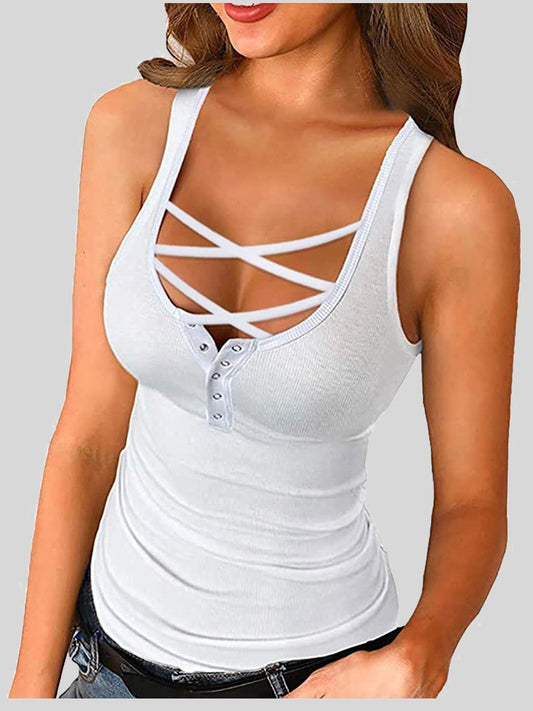 Lace-Up Sling Sleeveless Tank Top - Tank Tops - INS | Online Fashion Free Shipping Clothing, Dresses, Tops, Shoes - 10-20 - 19/06/2021 - Category_Tank Tops