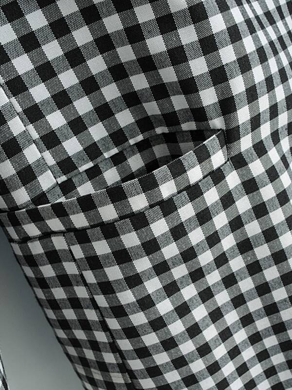 Lapel Collar Double Breasted Gingham Blazer - INS | Online Fashion Free Shipping Clothing, Dresses, Tops, Shoes