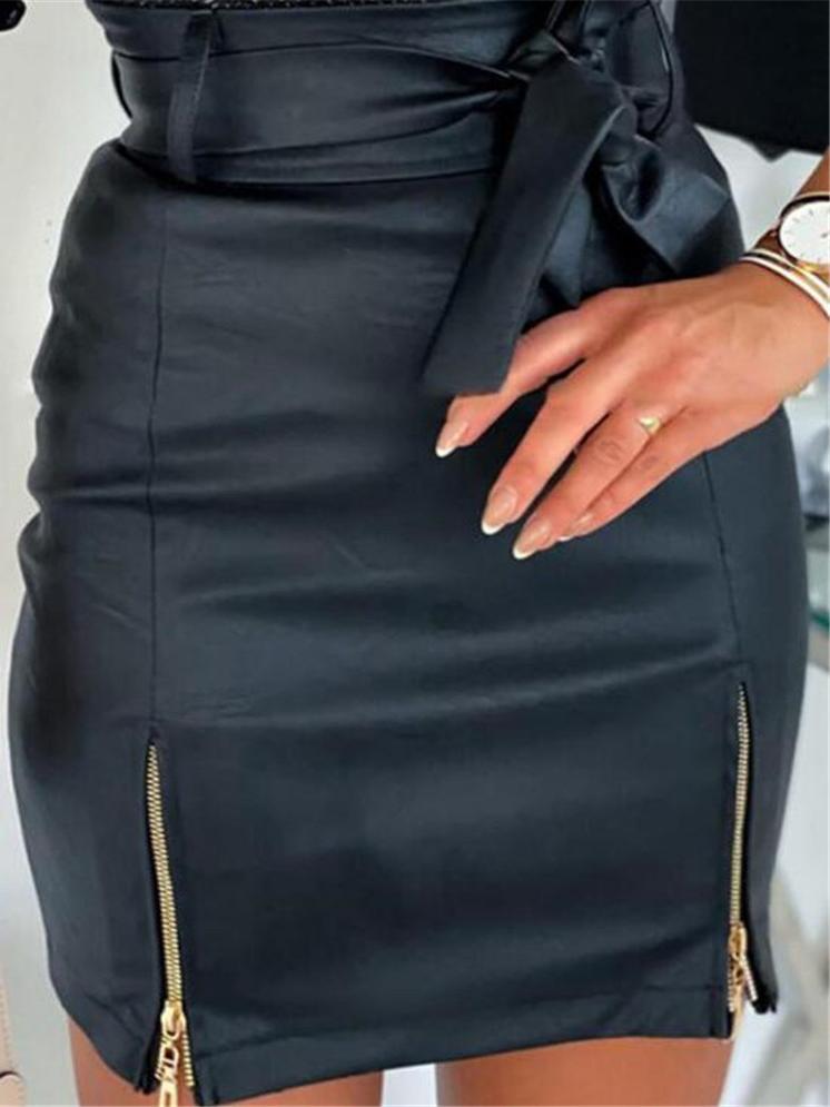 Leather Pu Strappy Zipper High Waist Bag Hip Skirt - Skirts - INS | Online Fashion Free Shipping Clothing, Dresses, Tops, Shoes - 20-30 - 21/07/2021 - Bottoms
