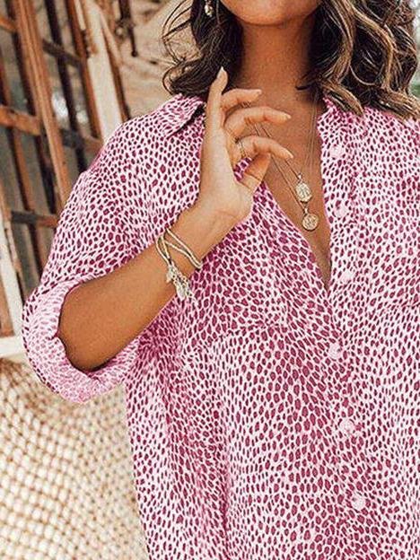 Leopard Print Long Sleeve Mini Shirt Dress - Mini Dresses - INS | Online Fashion Free Shipping Clothing, Dresses, Tops, Shoes - 15/06/2021 - Category_Mini Dresses - Color_Gray