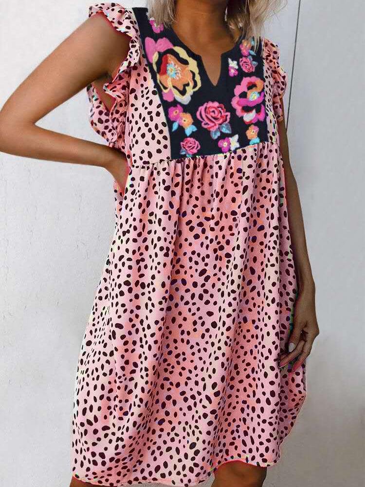 Leopard Print Short Sleeve Mini Dress - Mini Dresses - INS | Online Fashion Free Shipping Clothing, Dresses, Tops, Shoes - 19/06/2021 - 20-30 - Category_Mini Dresses