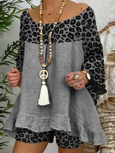 Leopard Print Stitching Loose Suit - Sets - INS | Online Fashion Free Shipping Clothing, Dresses, Tops, Shoes - 19/06/2021 - 30-40 - Bottoms