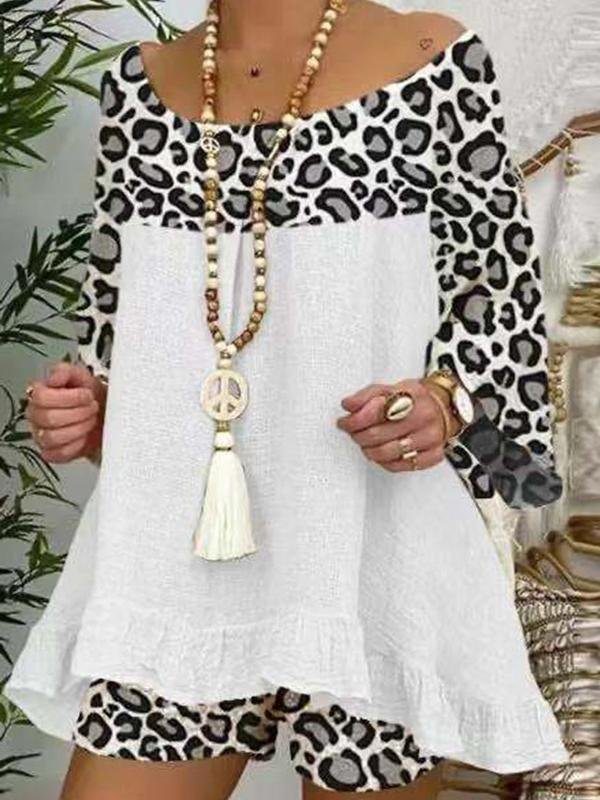 Leopard Print Stitching Loose Suit - Sets - INS | Online Fashion Free Shipping Clothing, Dresses, Tops, Shoes - 19/06/2021 - 30-40 - Bottoms