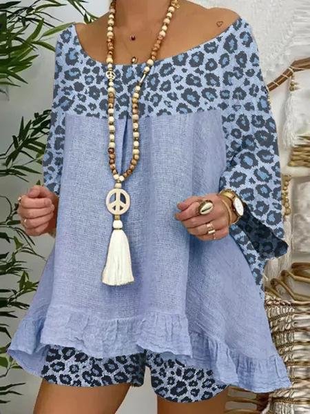 Leopard Print Stitching Loose Suit - Sets - INS | Online Fashion Free Shipping Clothing, Dresses, Tops, Shoes - 19/06/2021 - 30-40 - Bottoms