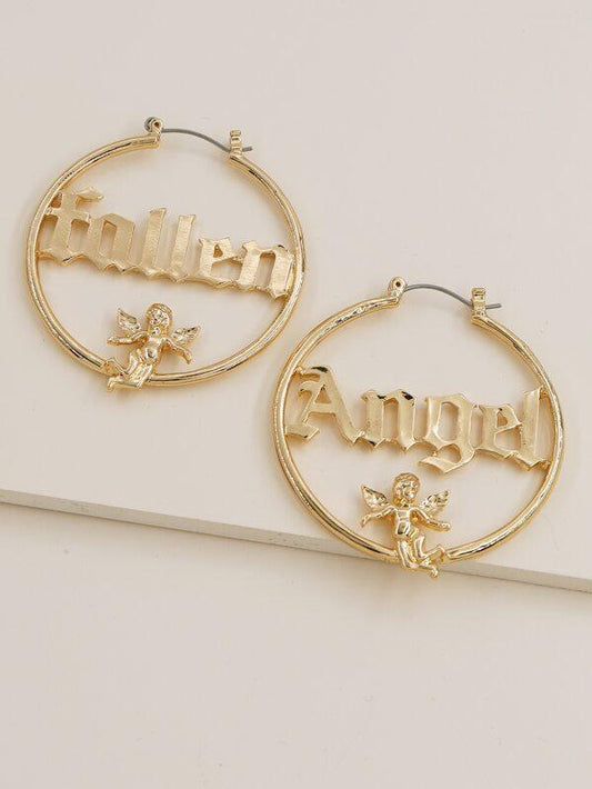 Letter Design Hoop Earrings - INS | Online Fashion Free Shipping Clothing, Dresses, Tops, Shoes