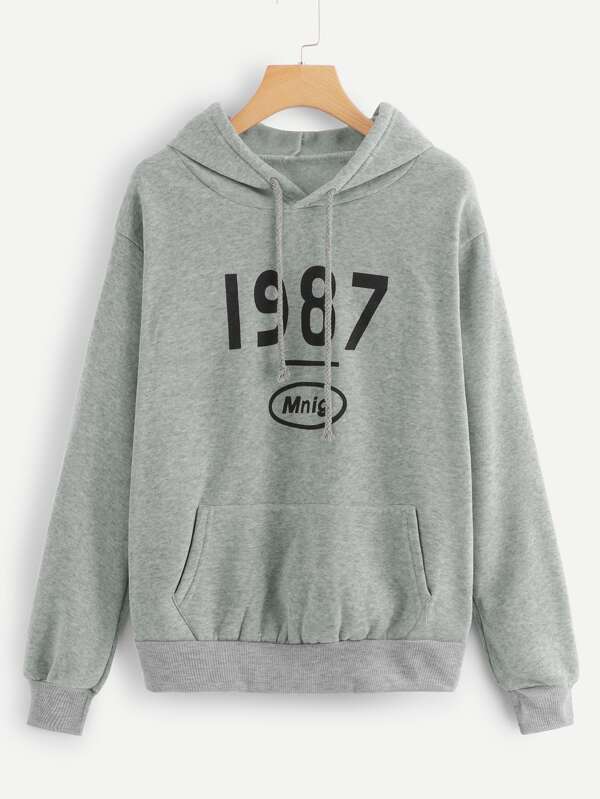 Letter Graphic Drawstring Hoodie - INS | Online Fashion Free Shipping Clothing, Dresses, Tops, Shoes