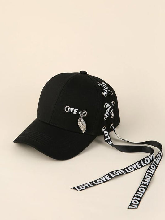 Letter Graphic Ribbon Decor Baseball Cap - INS | Online Fashion Free Shipping Clothing, Dresses, Tops, Shoes