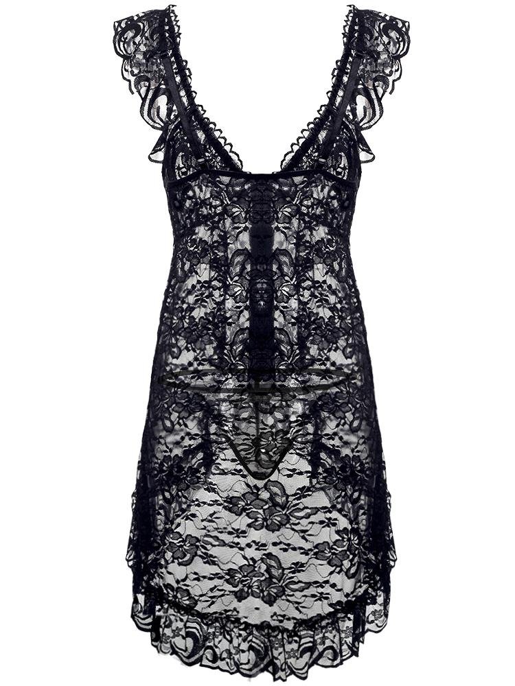 Lingerie Cardigan Lace Sling Pajamas - Lingeries - INS | Online Fashion Free Shipping Clothing, Dresses, Tops, Shoes - 07/06/2021 - Category_ Lingeries - Color_Black