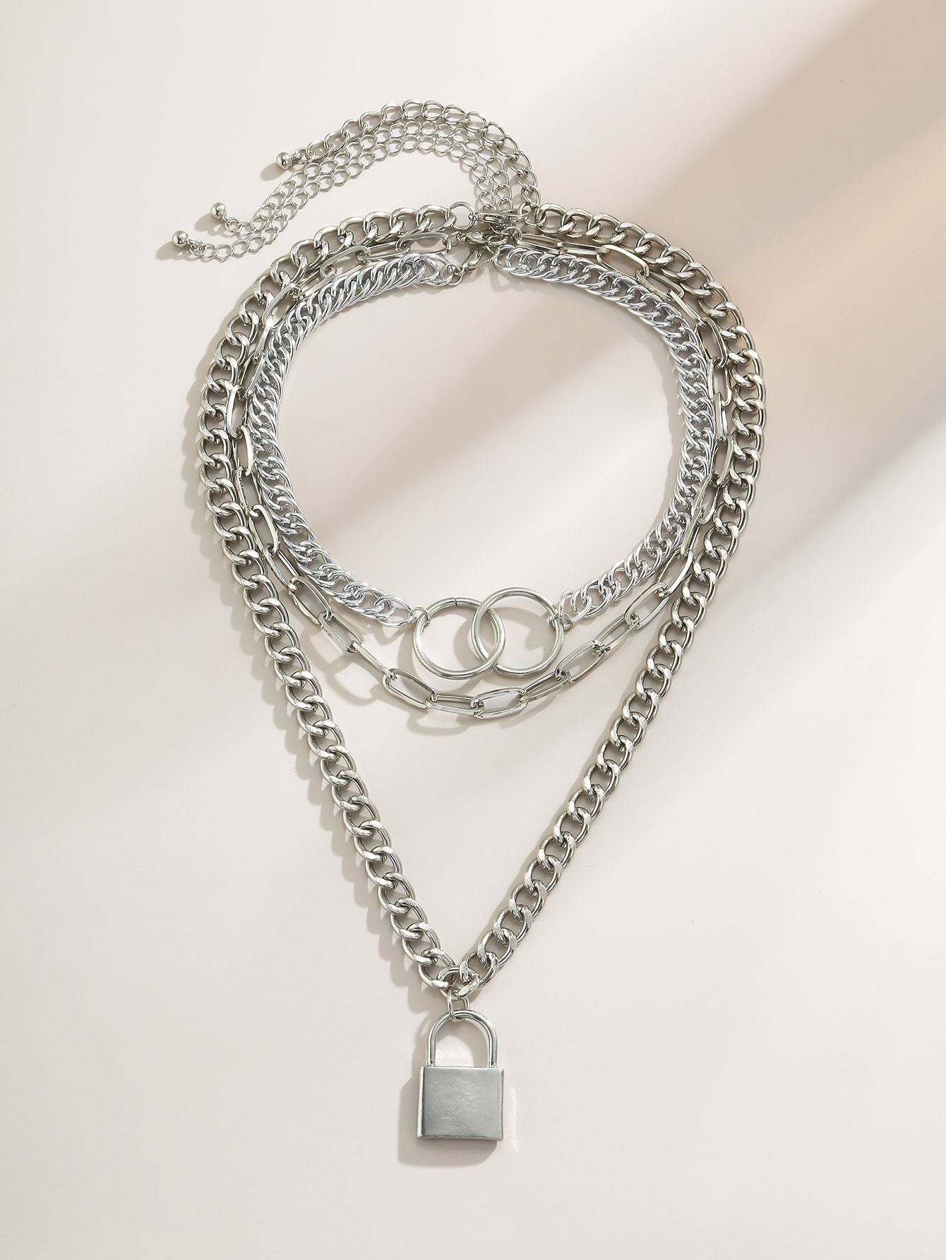 Lock Charm Chunky Chain Necklace Set - 3pcs - INS | Online Fashion Free Shipping Clothing, Dresses, Tops, Shoes