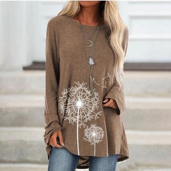 Long Round Neck Print Long Sleeve Loose T-shirt - Mx T-shirts - INS | Online Fashion Free Shipping Clothing, Dresses, Tops, Shoes - GMC-Mx-T-shirts - Mx T-shirts - New t-shirts