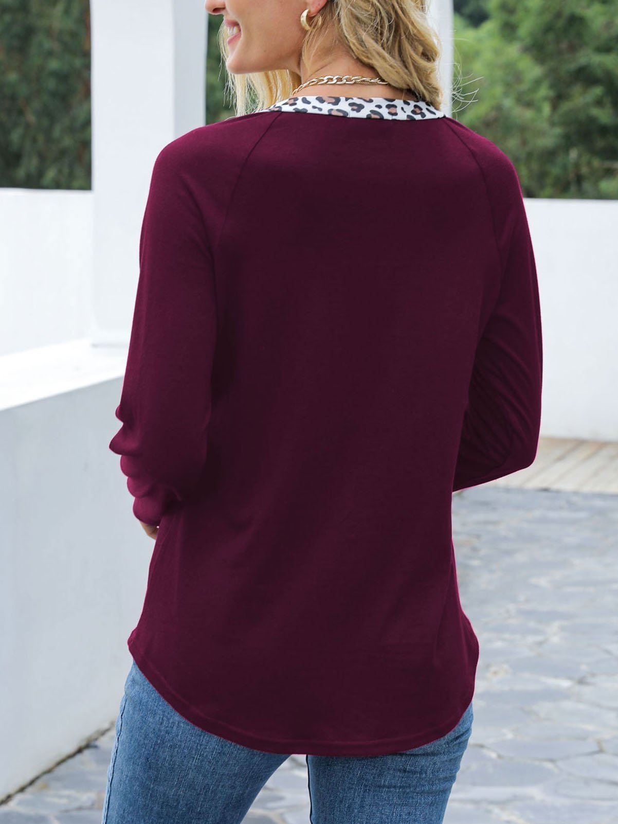 Long Sleeve Stitching Leopard Print T-shirt - T-shirts - INS | Online Fashion Free Shipping Clothing, Dresses, Tops, Shoes - 17/07/2021 - 20-30 - color-black