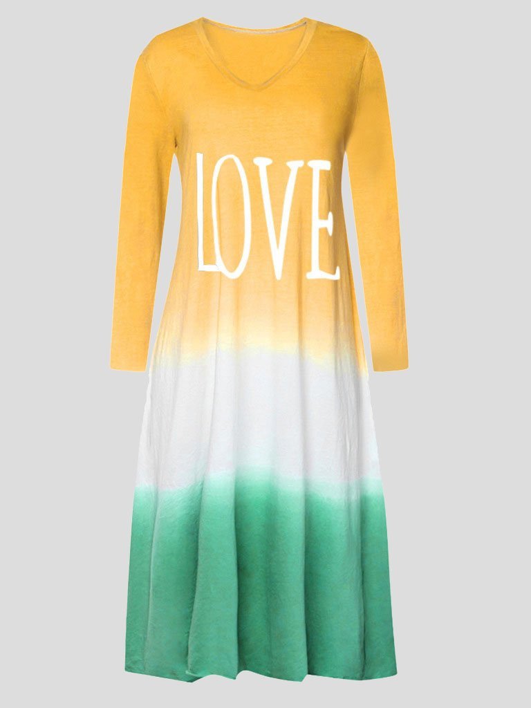 Loose Contrast Stitching Long-sleeved Dress - Maxi Dresses - INS | Online Fashion Free Shipping Clothing, Dresses, Tops, Shoes - 20-30 - 28/06/2021 - color-black