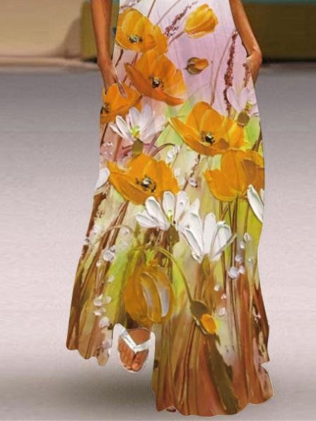 Loose Floral Print Bohemian V-Neck Dress - Maxi Dresses - INS | Online Fashion Free Shipping Clothing, Dresses, Tops, Shoes - 20-30 - 22/06/2021 - Category_Maxi Dresses