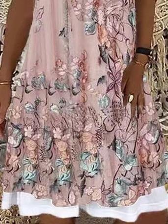 Loose Floral Print Sleeveless Midi Dress - Midi Dresses - INS | Online Fashion Free Shipping Clothing, Dresses, Tops, Shoes - Category_Midi Dresses - Color_Apricot - Color_Black