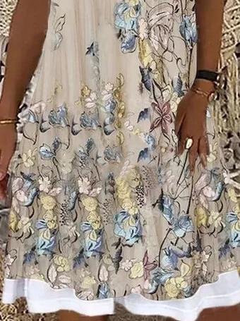 Loose Floral Print Sleeveless Midi Dress - Midi Dresses - INS | Online Fashion Free Shipping Clothing, Dresses, Tops, Shoes - Category_Midi Dresses - Color_Apricot - Color_Black