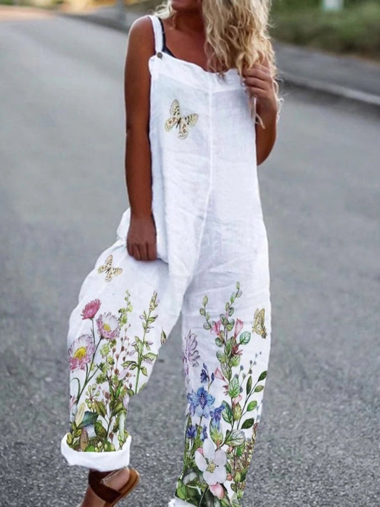 Loose Floral Sleeveless Wide-Leg Jumpsuit - Jumpsuits & Rompers - INS | Online Fashion Free Shipping Clothing, Dresses, Tops, Shoes - 02/07/2021 - 30-40 - Bottom