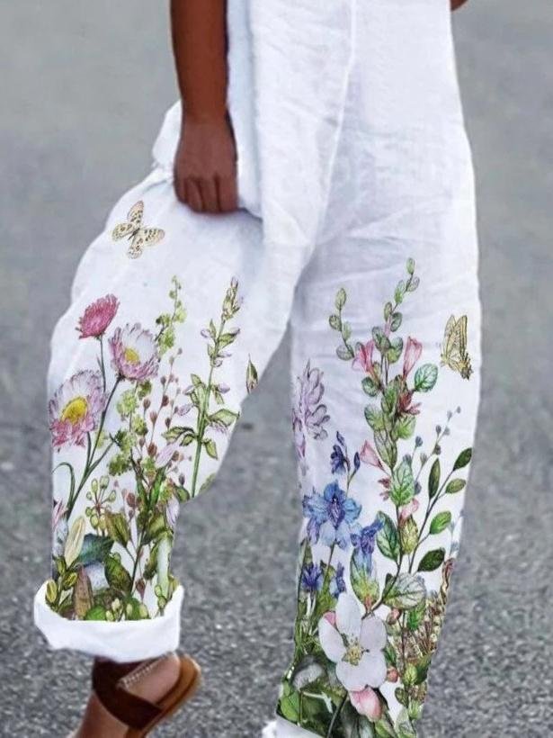 Loose Floral Sleeveless Wide-Leg Jumpsuit - Jumpsuits & Rompers - INS | Online Fashion Free Shipping Clothing, Dresses, Tops, Shoes - 02/07/2021 - 30-40 - Bottom