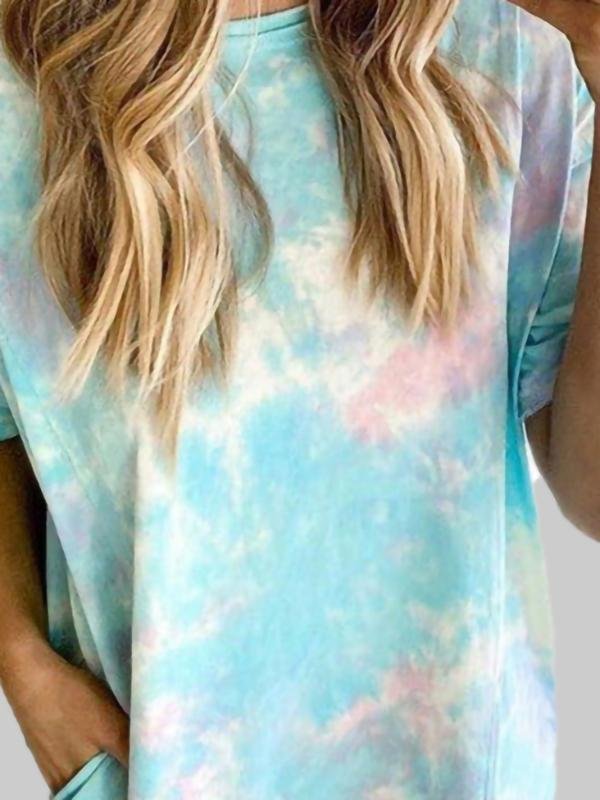 Loose Gradient Short-sleeved Dress - Mini Dresses - INS | Online Fashion Free Shipping Clothing, Dresses, Tops, Shoes - 07/06/2021 - Color_Blue - Color_Khaki