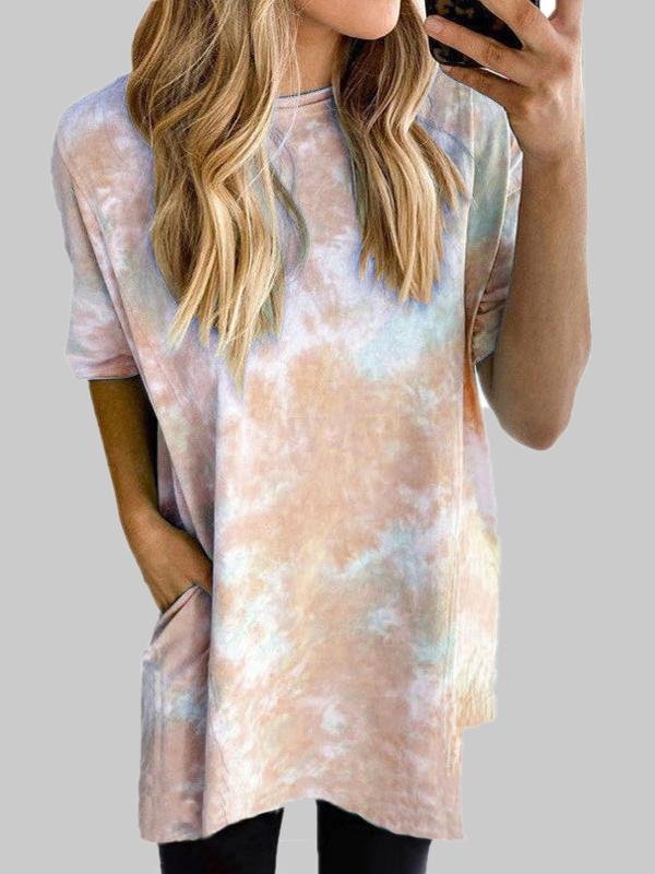 Loose Gradient Short-sleeved Dress - Mini Dresses - INS | Online Fashion Free Shipping Clothing, Dresses, Tops, Shoes - 07/06/2021 - Color_Blue - Color_Khaki