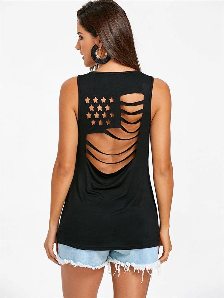 Loose Hollow Sleeveless Vest Sports Top - T-shirts - INS | Online Fashion Free Shipping Clothing, Dresses, Tops, Shoes - 12/05/2021 - 120521 - Color_Black