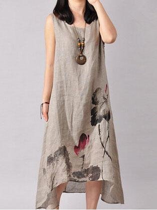 Loose Ink Painting Print Irregular Dress - Maxi Dresses - INS | Online Fashion Free Shipping Clothing, Dresses, Tops, Shoes - 20-30 - 20/07/2021 - Blue