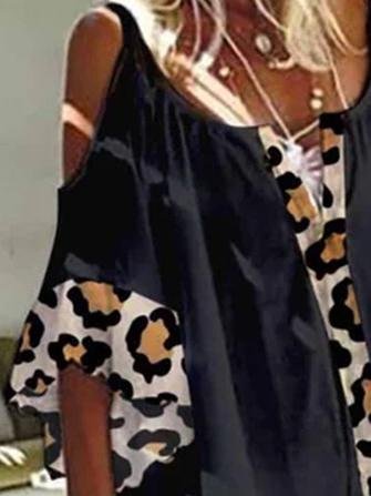 Loose Leopard Print Stitching Mini Dresses - Mini Dresses - INS | Online Fashion Free Shipping Clothing, Dresses, Tops, Shoes - 15/06/2021 - Color_Black - Color_Khaki