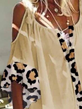 Loose Leopard Print Stitching Mini Dresses - Mini Dresses - INS | Online Fashion Free Shipping Clothing, Dresses, Tops, Shoes - 15/06/2021 - Color_Black - Color_Khaki