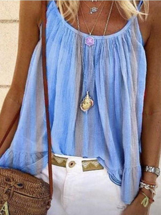 Loose Multicolor Striped Print Tank Tops - Tanks Tops - INS | Online Fashion Free Shipping Clothing, Dresses, Tops, Shoes - 10-20 - 30/07/2021 - Category_Tank Tops