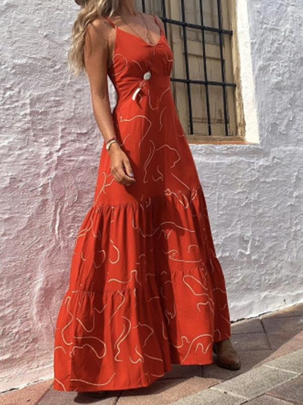 Loose Print Sleeveless Maxi Dress - Maxi Dresses - INS | Online Fashion Free Shipping Clothing, Dresses, Tops, Shoes - 16/06/2021 - 20-30 - Category_Maxi Dresses