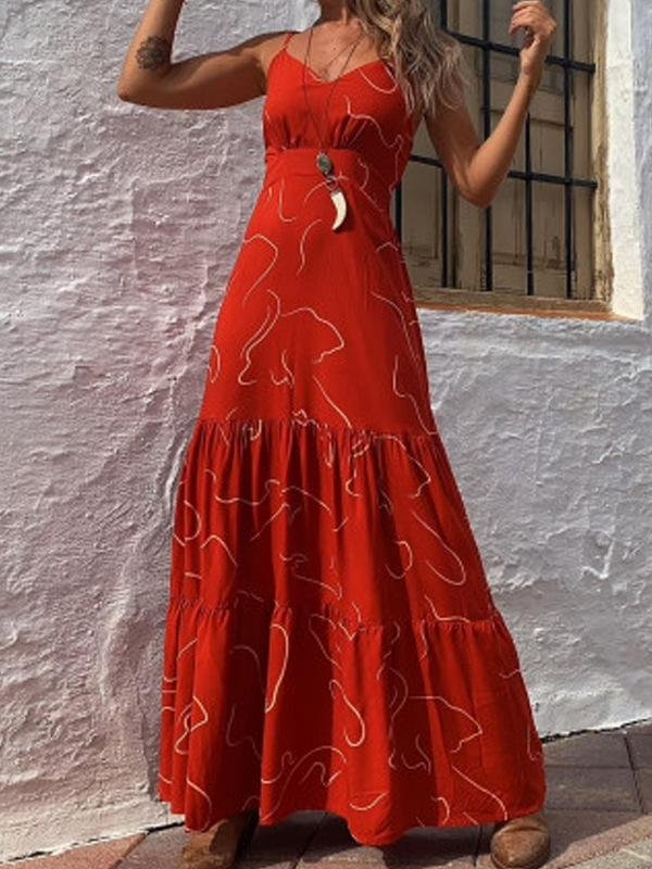 Loose Print Sleeveless Maxi Dress - Maxi Dresses - INS | Online Fashion Free Shipping Clothing, Dresses, Tops, Shoes - 16/06/2021 - 20-30 - Category_Maxi Dresses