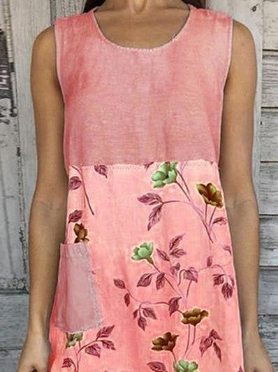 Loose Print Stitching Sleeveless Dress - Midi Dresses - INS | Online Fashion Free Shipping Clothing, Dresses, Tops, Shoes - 20-30 - 30/06/2021 - Category_Midi Dresses