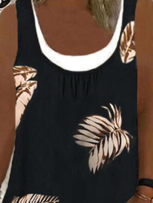 Loose Printed Sleeveless Round Neck Dresses - Mini Dresses - INS | Online Fashion Free Shipping Clothing, Dresses, Tops, Shoes - 10/06/2021 - Color_Black - Color_Blue
