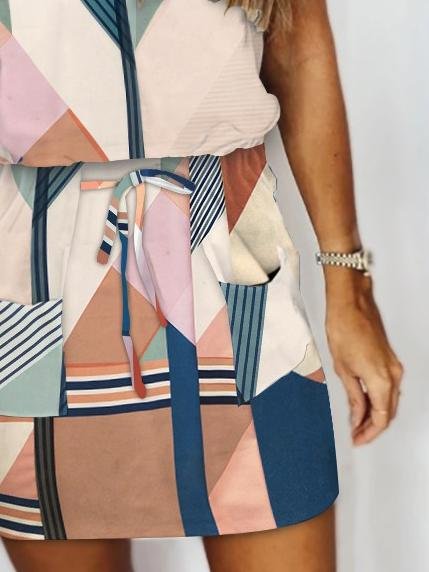 Loose Printed Striped Vest Dress - Mini Dresses - INS | Online Fashion Free Shipping Clothing, Dresses, Tops, Shoes - 20-30 - 23/06/2021 - color-multi