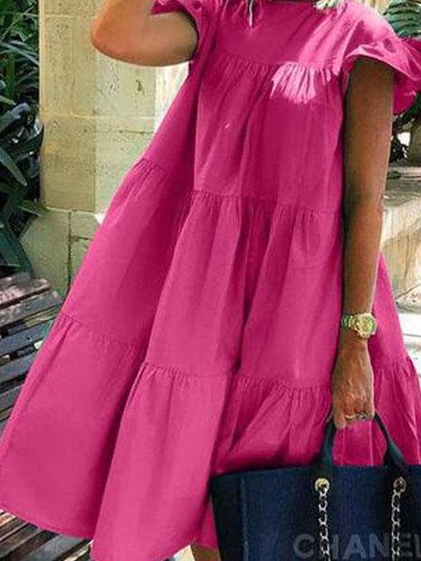 Loose Round Neck Short Sleeve Mini Dress - Mini Dresses - INS | Online Fashion Free Shipping Clothing, Dresses, Tops, Shoes - 03/06/2021 - Category_Mini Dresses - Color_Black