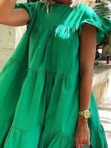 Loose Round Neck Short Sleeve Mini Dress - Mini Dresses - INS | Online Fashion Free Shipping Clothing, Dresses, Tops, Shoes - 03/06/2021 - Category_Mini Dresses - Color_Black