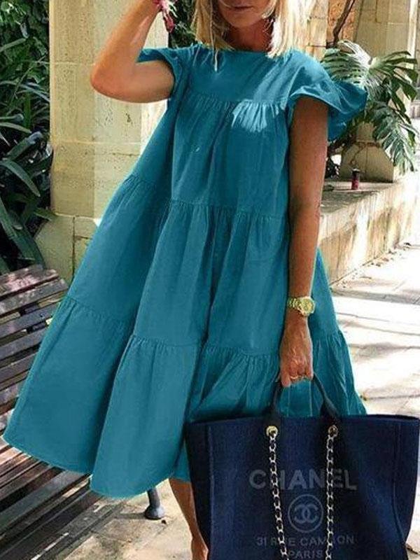 Loose Round Neck Short Sleeve Mini Dress - Mini Dresses - INS | Online Fashion Free Shipping Clothing, Dresses, Tops, Shoes - 03/06/2021 - Category_Mini Dresses - Color_Black
