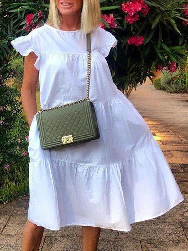 Loose Round Neck Short Sleeve Mini Dress - Mini Dresses - INS | Online Fashion Free Shipping Clothing, Dresses, Tops, Shoes - 03/06/2021 - Category_Mini Dresses - Color_Black